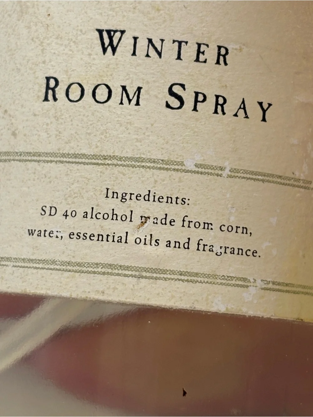 Pottery Barn Discontinued Winter Room Spray 8oz Glass Bottle Essential Oil HTF